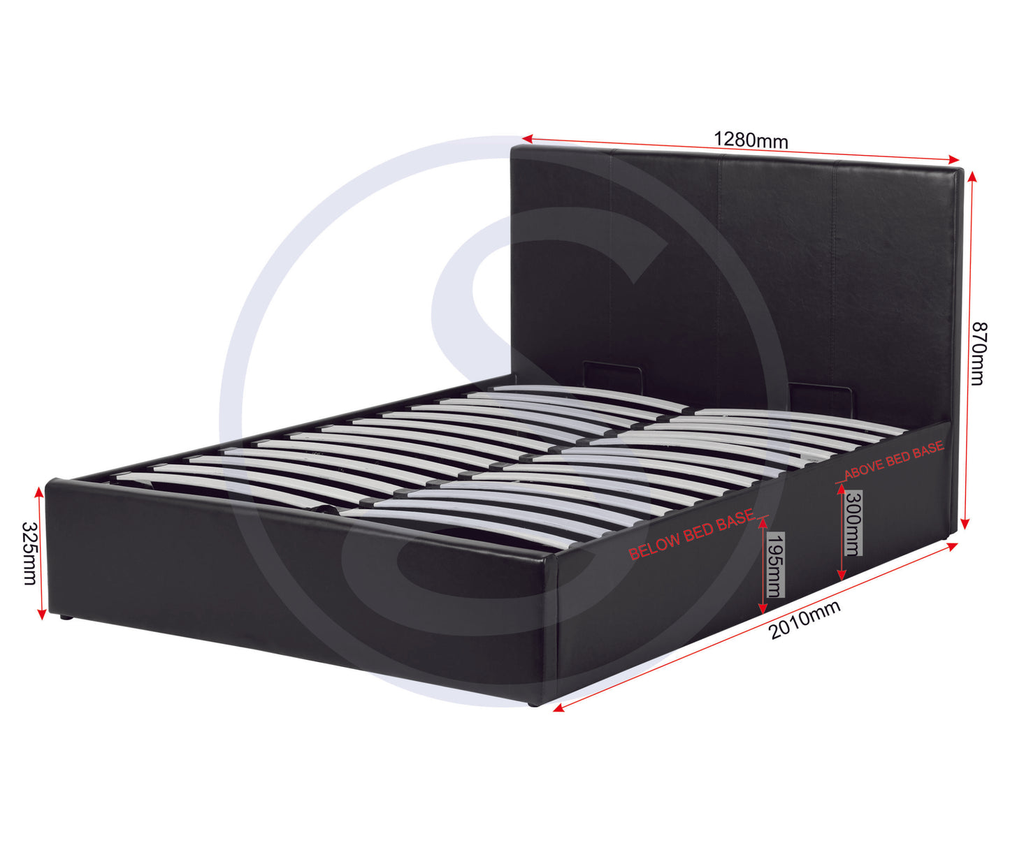Waverley 4' Storage Bed - Black Pu