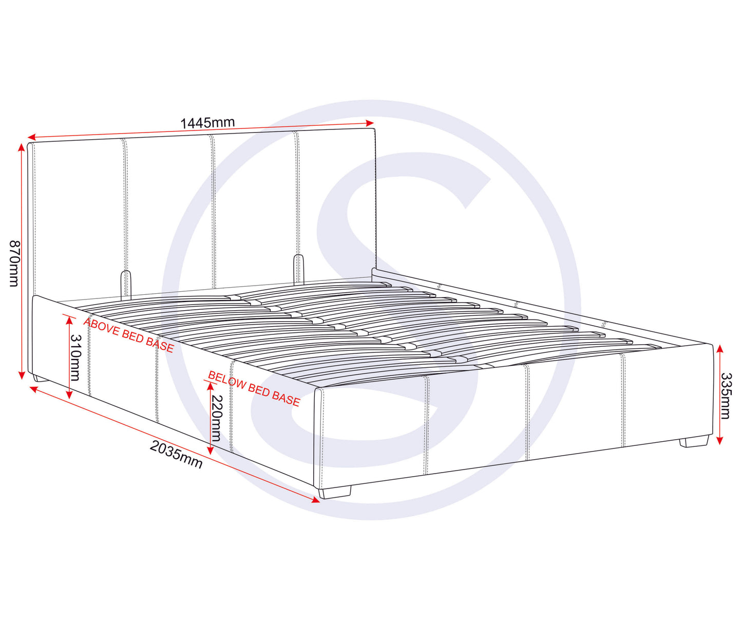 Waverley 4'6" Storage Bed - Black Pu
