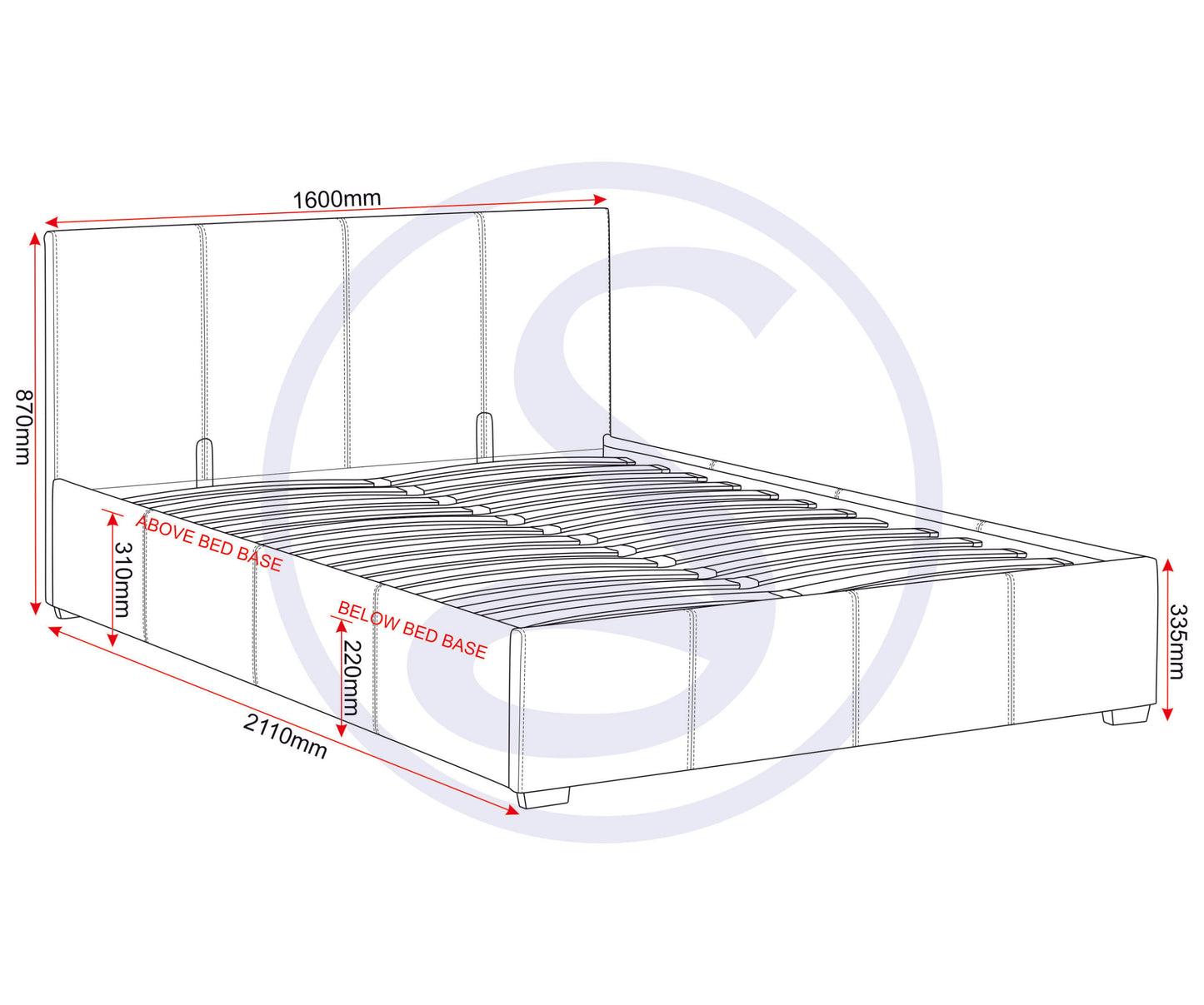 Waverley 5' Storage Bed - Black Pu