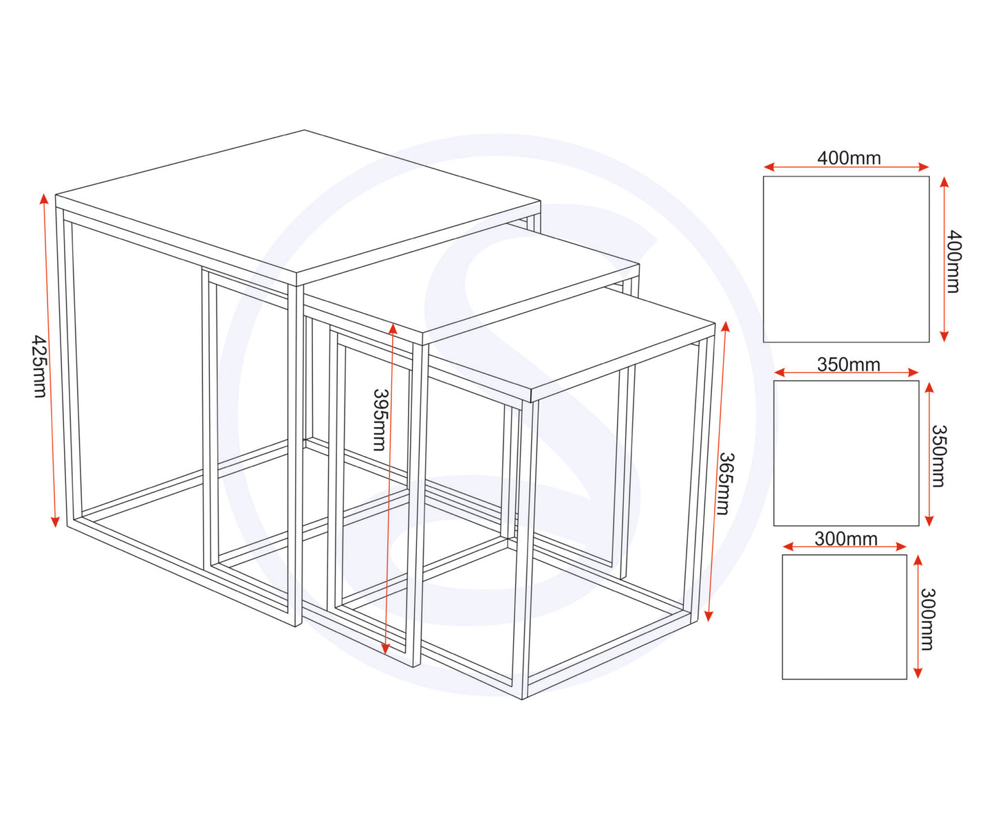 Charisma Nest Of Tables - Grey Gloss/Chrome