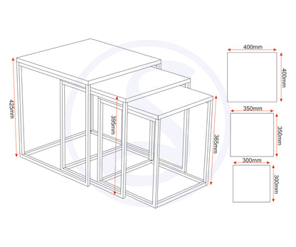 Charisma Nest Of Tables - Grey Gloss/Chrome